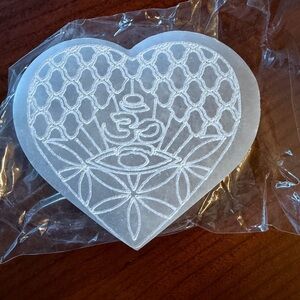 Heart-Shaped Selenite Crystal with Intricate Design